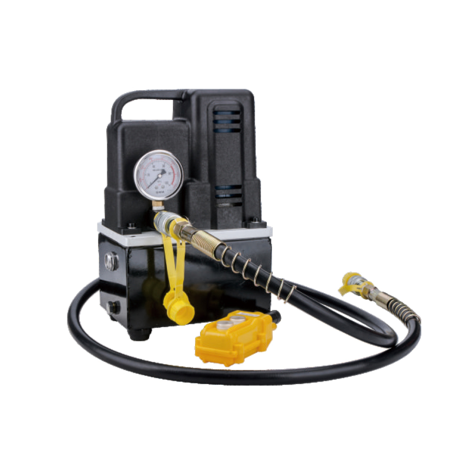 Portable High-Pressure Electric Hydraulic Pump with Gauge, Heavy-Duty Industrial-Grade Power Unit, Hose Included, ZHQ-700 Model