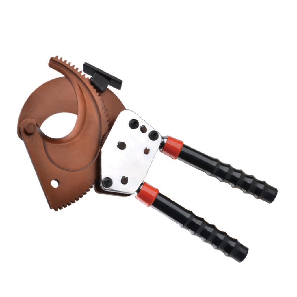 Heavy-Duty Ratchet Cable Cutter, High Leverage Cutting Tool, Electrical Wire and Cable Shears, Comfort Grip Handles, Professional Electrician’s Cutter, J-100 Model