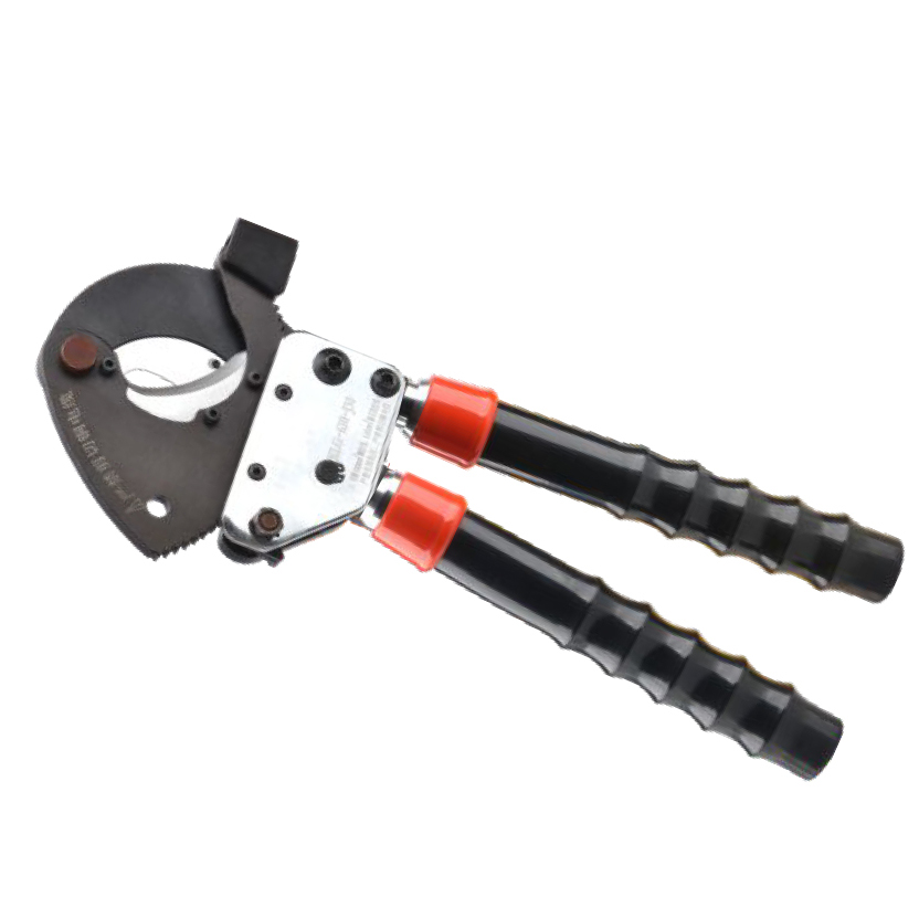 Ratchet Cable Cutter, High Leverage Wire Cutting Tool, Efficient Aluminum and Copper Cable Scissor, Manual Hand Tool with Ergonomic Handles, J-30 Model