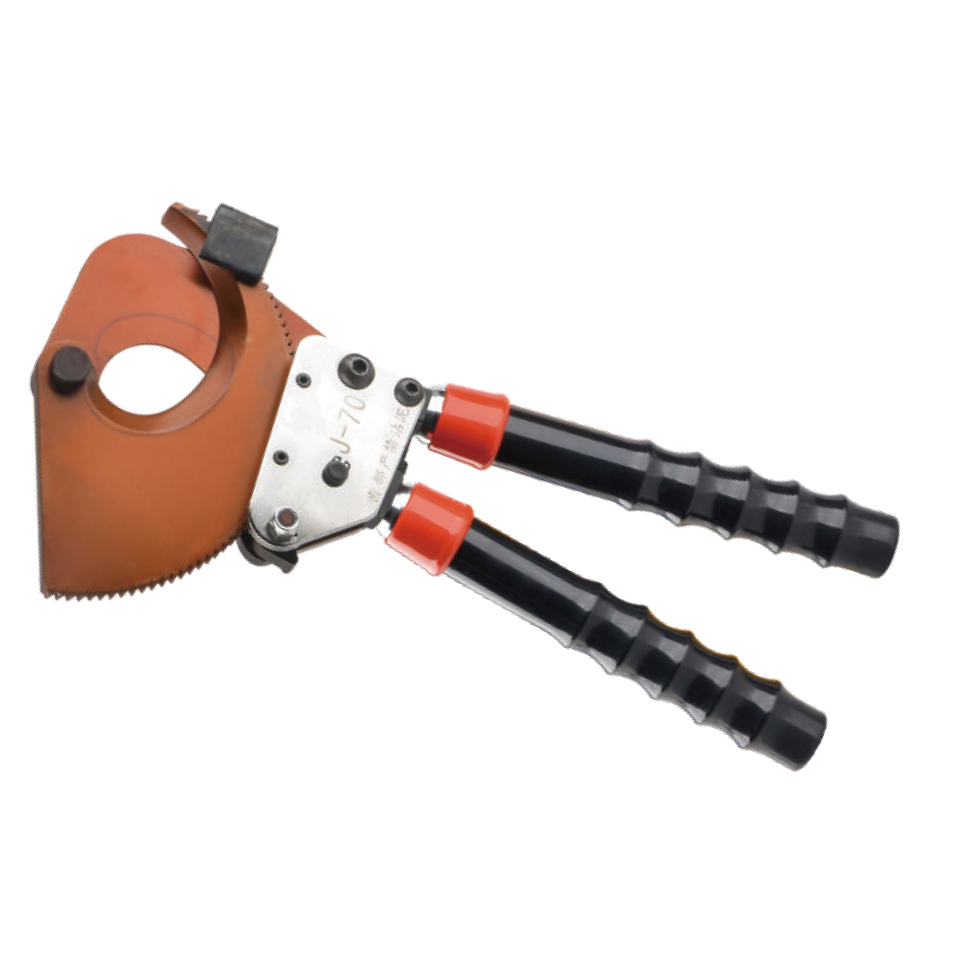 Ratchet Cable Cutter, High Leverage Cutting Tool for Aluminum and Copper Cables, Ergonomic Handle, Professional Electrician's Tools, J-50 Model